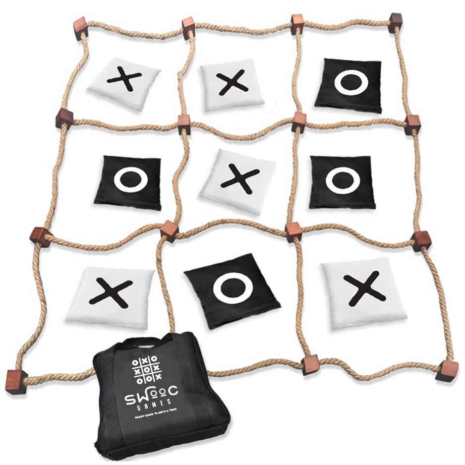 Swooc Games - Giant Tic Tac Toe Game Outdoor (All Weather) | 3ft x 3ft | Instant Setup, No Assembly | Giant Outdoor Games for Adults and Family | Outside Toys | Large Lawn & Backyard Fun | Yard Game