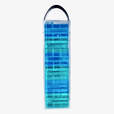 Ready Covers Luxury Lucite Acrylic Tumbling Tower Game, Building Blocks, Stacking Game, Indoor Board Game for Adults and Kids or Family Game Night (Aqua/Turq)