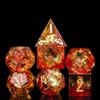 Cusdie Sharp Edges DND Dice, 7 PCs D&D Dice, Handcrafted Polyhedral Dice Set, for Role Playing Game Pathfinder (Red w/Yellow Sparkle) view 1
