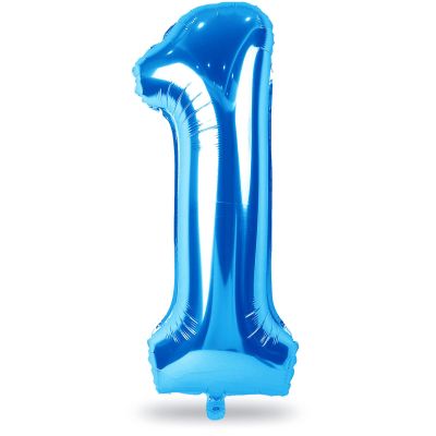 40'' Blue Number 1 Balloons, Giant Self Inflating Foil Number Balloons Set 0-9, Large Digital 1 Helium Balloon for Men Boys 1st Birthday Baby Shower Party Decorations Anniversary Photo Shoot Supplies