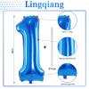 40'' Blue Number 1 Balloons, Giant Self Inflating Foil Number Balloons Set 0-9, Large Digital 1 Helium Balloon for Men Boys 1st Birthday Baby Shower Party Decorations Anniversary Photo Shoot Supplies view 2