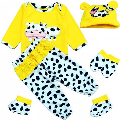 Reborn Baby Dolls Clothes 20 inch Outfit Accessories Yellow Cow 5pcs Set for 17-23 Inch Reborn Doll Newborn Girl&Boy Clothing SetSuper Cute Yellow Cow 5pcs Set