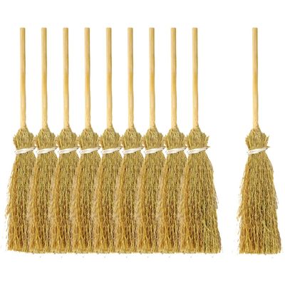 Honbay 10PCS Miniature Artificial Mini Straw Brooms with Red Ropes Halloween Straw Craft Decoration Witches Accessory for Costume Cosplay Party (6.89")