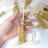Honbay 10PCS Miniature Artificial Mini Straw Brooms with Red Ropes Halloween Straw Craft Decoration Witches Accessory for Costume Cosplay Party (6.89") view 3