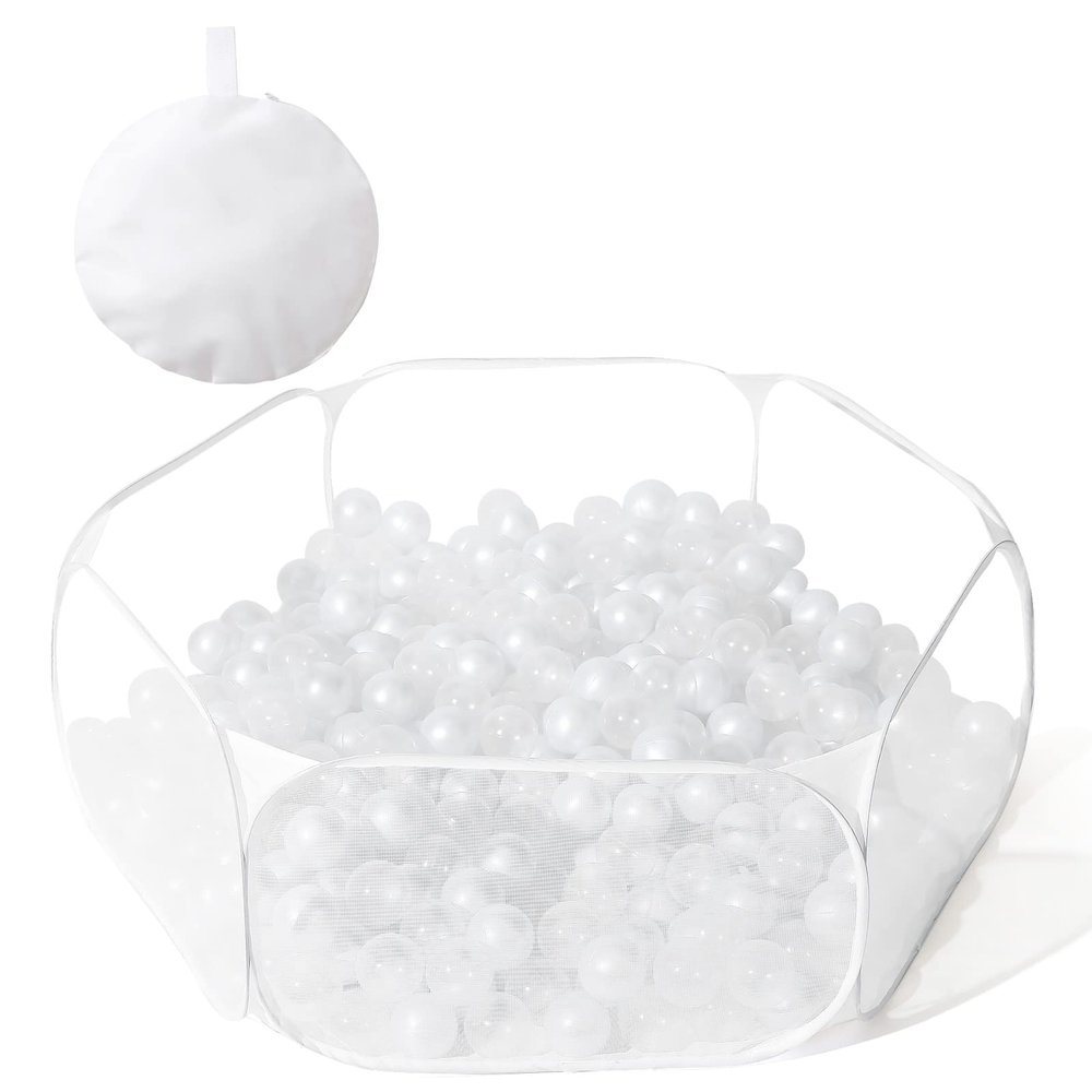 Kids Ball Pit Large Pop Up Children Ball Play Tent for Toddlers Girls Boys for Indoor Outdoor Baby Playpen with Carry Tote, Balls Not Included (White)