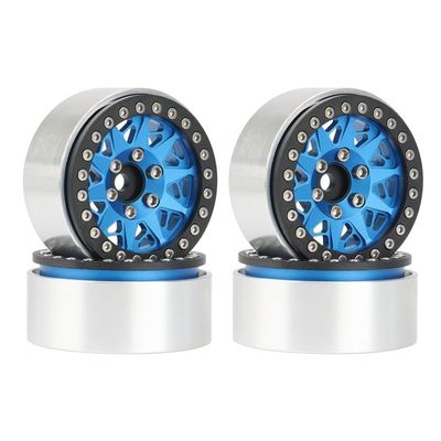 4PCS Metal 1.9 Beadlock Wheel Rim Hubs for 1/10 RC Crawler Car Axial SCX10 90046 AXI03007 Traxxas TRX4 RC4WD D90 D110 ( Color : Blue )