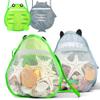 Novelty Place Sea Shell Bag for Kids, Shell Collecting Picking Up Holding Mesh Shells Bags with Strap for Children, Beach Sand Toy Seashell Bag Green & Grey (Pack of 2) view 1