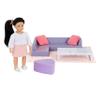 Lori  Yuni's Cozy Sofa Set Mini Doll & Living Room Furniture 6-Inch Doll & Dollhouse Accessories Sofa, Pouffe, Table, Rug, Pillows Play Set for 3+ Years view 1