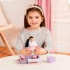 Lori  Yuni's Cozy Sofa Set Mini Doll & Living Room Furniture 6-Inch Doll & Dollhouse Accessories Sofa, Pouffe, Table, Rug, Pillows Play Set for 3+ Years view 2