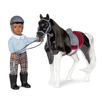Lori  Mini Boy Doll & Toy Horse  6-Inch Doll & Black Pinto Horse  Set with Clothes, Animal & Accessories  Playset for Kids  3+ Years Landon & Luna