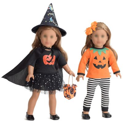 sweet dolly 18 Inch Doll Clothes Accessories Halloween Pumpkin Witch Costume Pumpkin Suit Set for 18 inches Dolls