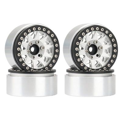 4PCS Metal 1.9 Beadlock Wheel Rim Hubs for 1/10 RC Crawler Car Axial SCX10 90046 AXI03007 Traxxas TRX4 RC4WD D90 D110 ( Color : Silver )