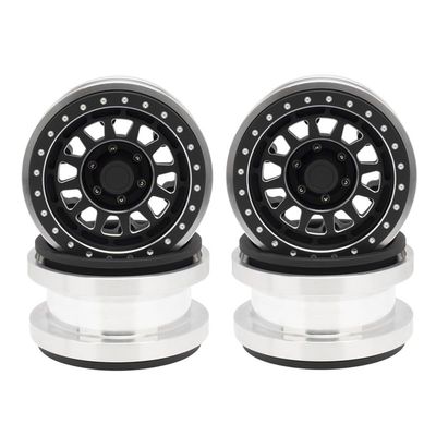 4PCS CNC Aluminum Alloy 2.9 Beadlock Wheel Rim Hub for 1/6 RC Crawler Car Axial SCX6 Jeep JLU Wrangler Upgrade Parts ( Color : Black )