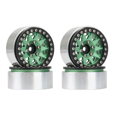 4PCS Metal 1.9 Beadlock Wheel Rim Hubs for 1/10 RC Crawler Car Axial SCX10 90046 AXI03007 Traxxas TRX4 RC4WD D90 D110 ( Color : Green )