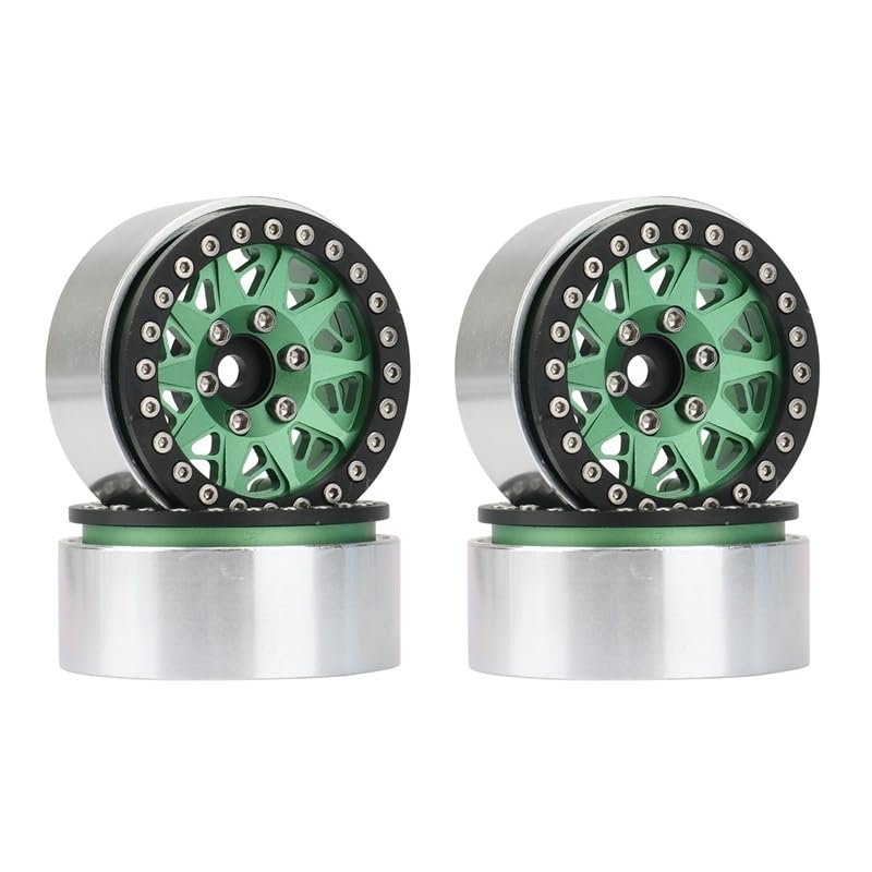 4PCS Metal 1.9 Beadlock Wheel Rim Hubs for 1/10 RC Crawler Car Axial SCX10 90046 AXI03007 Traxxas TRX4 RC4WD D90 D110 ( Color : Green )