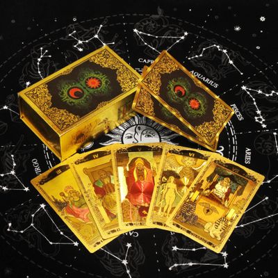 Jayiaine Tarot Cards Deck, Water Proof with Guidebook Divination Cards, 80 Fortune Telling Game Set for Family Reunion Beginners Expert Readers for Holiday Christmas Birthday Gifts,Gold