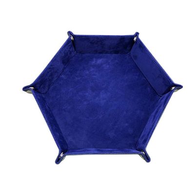 Zerodeko Hexagon Dice Tray Entryway Dice Plate Candy Holder Hexagon Tray Portable Rolling Mat Holder Metal Fold Storage Bag