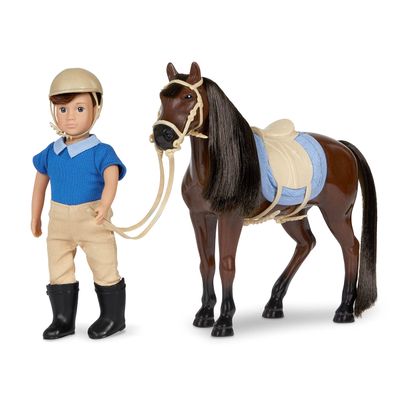 Lori  Brian & Barnaby  Mini Boy Doll & Toy Horse  6-Inch Doll & Dark Bay Thoroughbred Horse  Set with Clothes, Animal & Accessories  Playset for Kids  3+ Years