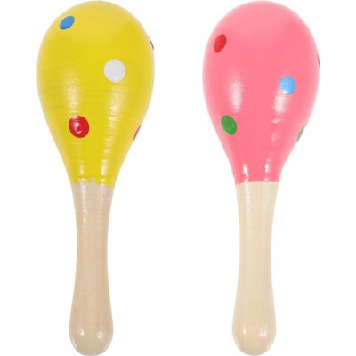 Maracas for Kids Baby Wooden Rattle Musical Toys Wooden Maracas Rattles Musical Educational Toys ( Random Color Pattern )