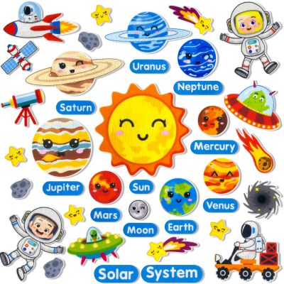 PENGFULL Felt Flannel Board Story Pieces for Toddlers Preschool,Kids Interactive Storytelling Teaching Play Kits for Flannel Board or Felt Board,with Words Felt Pieces(Solar System)