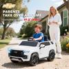 Aosom Licensed Chevrolet Tahoe Ride On Car, 12V 7AH Battery Power Ride On Toy with Parent Remote Control, LED Lights, Music, 4 Wheeler Suspension, 3 Speeds, Kids Electric Vehicle for Aged 3+, White view 4