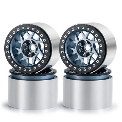 MOHERO Aluminum 2.2" RC Beadlock Wheels Rims 45mm 4pcs for 1/10 Axial SCX10 90046 TRX4 TRX6 Wraith RR10 D90 RC Crawler Car (Titanium & Black)