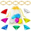 ZCYSRLQIN 12 Pcs Gold Round Ring Set Acrylic Diamond Gemstone Jewelry Alloy Halloween Party Hunting Cake Ornament Gift Bag Blue Hedgehog Power Ring (Classical Style) view 1