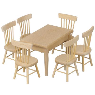 Toddmomy 1 Set Doll Furniture Miniature Furniture Decorative 1/12 Scale Miniature Table Chair Set for Dollhouse Kitchen Food Decoration Accessories (As Shown B)