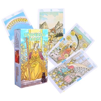 Jayiaine Tarot Card Deck Classic Set with The Guide Future 78 Tarot Cards, The Game Beginner and Professional Player for Holiday Family Party Playing Card Board Game Gifts,Gold