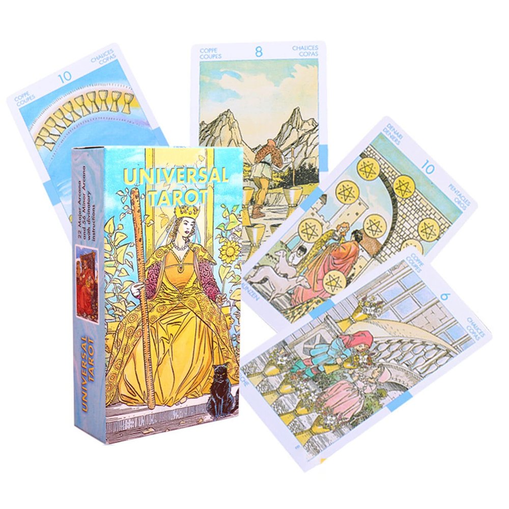 Jayiaine Tarot Card Deck Classic Set with The Guide Future 78 Tarot Cards, The Game Beginner and Professional Player for Holiday Family Party Playing Card Board Game Gifts,Gold