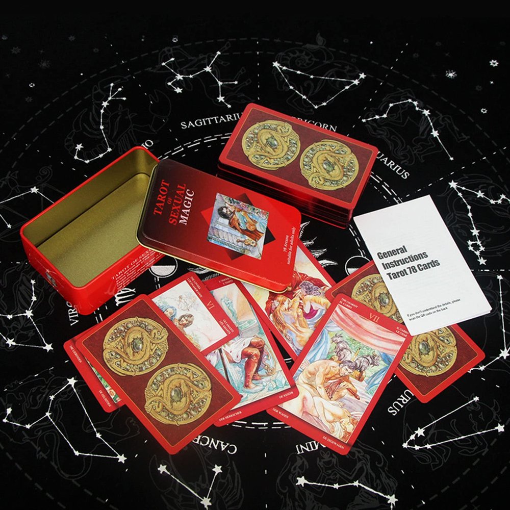 Jayiaine Tarot Card Deck Portable Classic Set with The Guide Future 78 Tarot Cards, Game Beginner and Professional Player for Holiday Family Party Playing Card Board Game Gifts,Red