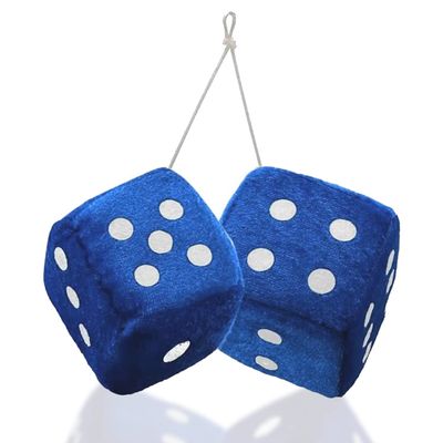 Zento Deals Pair of Hanging Black Dots Fuzzy Dices Nostalgic Retro (Teal Blue)