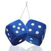 Zento Deals Pair of Hanging Black Dots Fuzzy Dices Nostalgic Retro (Teal Blue) view 1