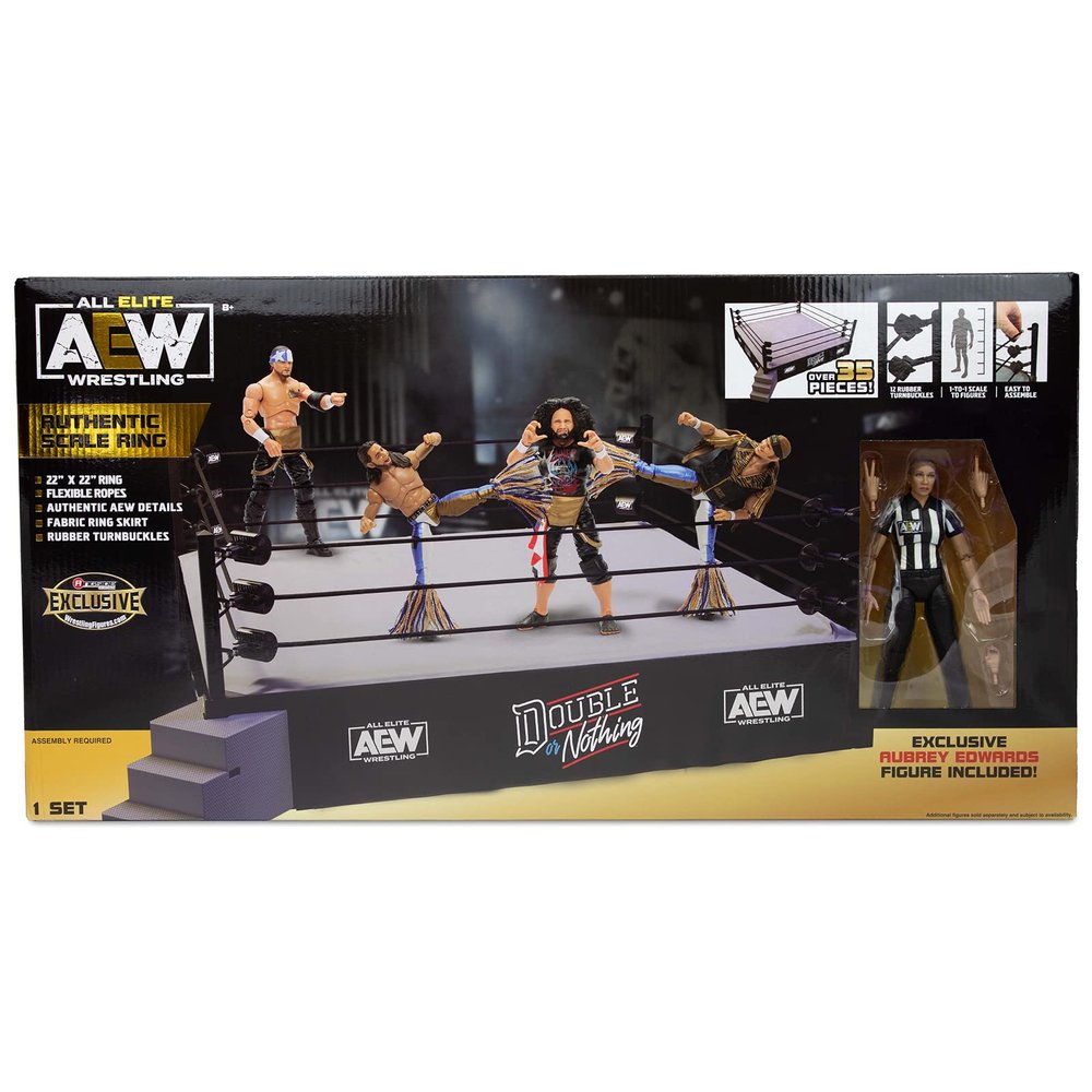 Ringside AEW Authentic Scale Ring w/Aubrey Edwards - AEW Collectibles Exclusive Toy Wrestling Action Figure & Playset