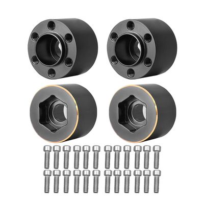 NXUEBDU 4Pcs Brass Weights 1.9 2.2 Inches Beadlock Wheels 12mm Hex Wheel Hub Widen Adapters for SCX10 TRX4 1/10 RC Crawler Upgrades (Black, 15mm)