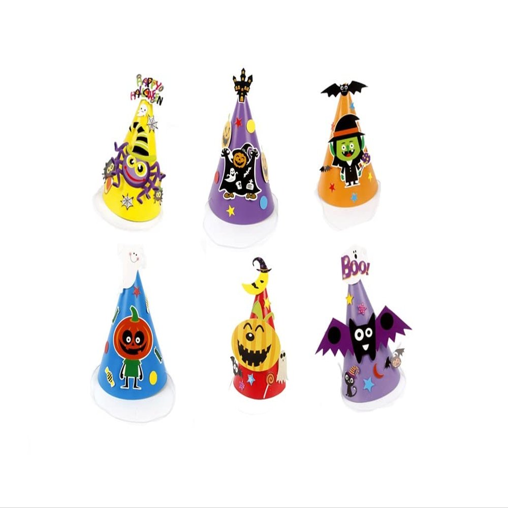 Chezi Halloween Party Hat Assorted 6 Count DIY Art Craft Kit (A)