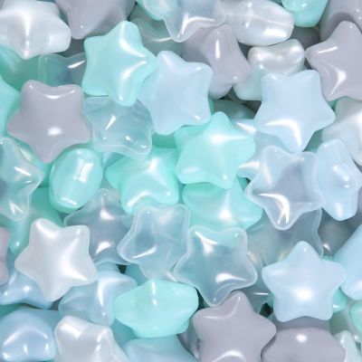 GOGOSO Ball Pit Balls for Toddlers Kids Plastic Balls for Ball-Pit Playpen Pool Baby Play Pastel BPA-Free Non Toxic Play Pastel Crush Proof Fun Shaped Star Bal Blue White Clear 100pcs