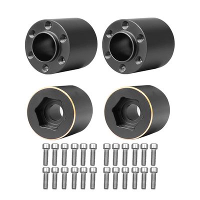 NXUEBDU 4Pcs Brass Weights 1.9 2.2 Inches Beadlock Wheels 12mm Hex Wheel Hub Widen Adapters for SCX10 TRX4 1/10 RC Crawler Upgrades (Black, 22mm)