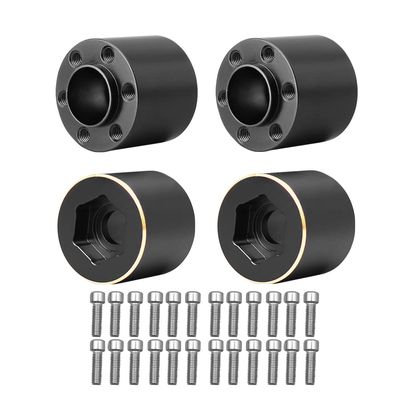 NXUEBDU 4Pcs Brass Weights 1.9 2.2 Inches Beadlock Wheels 12mm Hex Wheel Hub Widen Adapters for SCX10 TRX4 1/10 RC Crawler Upgrades (Black, 18.4mm)