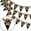 40TH Birthday Pennant Banner Gold Black Happy Birthday Triangular Bunting with 20 Flags Double Sided Hanging Garland for Men Women Anniversary Birthday Ceremonies Party Decoration, 19.7FT view 1
