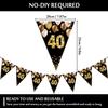 40TH Birthday Pennant Banner Gold Black Happy Birthday Triangular Bunting with 20 Flags Double Sided Hanging Garland for Men Women Anniversary Birthday Ceremonies Party Decoration, 19.7FT view 2
