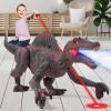 Mini Tudou Remote Control Dinosaur Toys for Kids,Light Tracing RC Jurassic Spinosaurus Toys w/Auto Spray and Realistic Light & Roaring,Walking Robot Dinosaur Toy for Boys Girls 3-5 5-7 8-12 view 1
