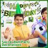 Hanaive 16 Pcs Soccer Birthday Party Decorations Include Soccer Happy Birthday Banner, Table Centerpieces, Paper Cutouts, Hanging Swirl for Boys Sports Football Party Decor view 4