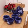 Mini Teapot Sets 1/12 Scale Miniature Dollhouse Tea Sets - Decorative Ceramics Tea Cup Japanese Style Porcelain Tea Kit Dollhouse Accessories for Kitchen Decor Navy Blue view 1