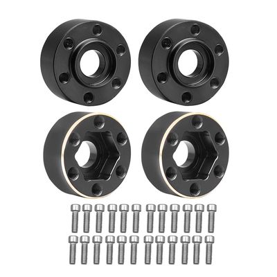 NXUEBDU 4Pcs Brass Weights 1.9 2.2 Inches Beadlock Wheels 12mm Hex Wheel Hub Widen Adapters for SCX10 TRX4 1/10 RC Crawler Upgrades (Black, 9mm)