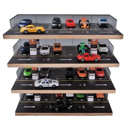 kivcmds 1/64 Scale Diecast Model Car Display Case for Hot Wheels Matchbox Nascar Diorama Garage Scene Parking Lot,Truck Toy Cars Storage
