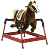 Qaba Kids Spring Rocking Horse, Ride on Horse for Girls and Boys with Animal Sounds, Plush Animal Ride-on Toy with Soft Feel, Interactive Toy for Kids, Dark Brown view 1