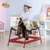 Qaba Kids Spring Rocking Horse, Ride on Horse for Girls and Boys with Animal Sounds, Plush Animal Ride-on Toy with Soft Feel, Interactive Toy for Kids, Dark Brown view 2