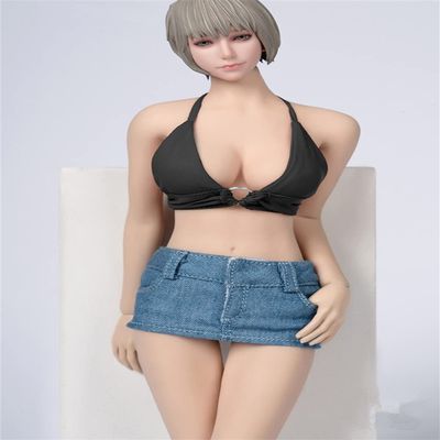 Fremego 1/6 Scale Female Clothes,Female Vest Top Denim Skirt Clothing for 12inch PH TBL JO Action Figure Body Doll (K)