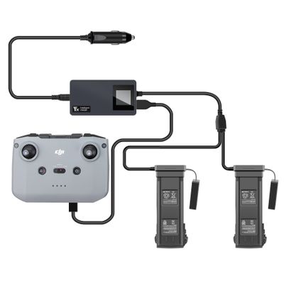 Hanatora LCD Battery Car Charger for DJI Mavic 3/Classic/Pro/Cine/Enterprise Drone, 12V Charge (1xUSB + 2 x Battery) Rapid Charging Hub Accessories